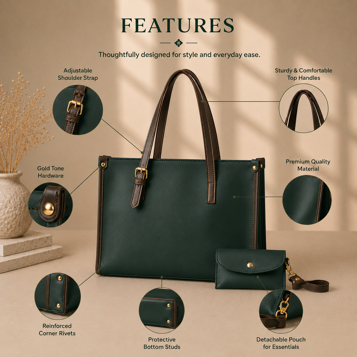 Selene Tote Bag - Green