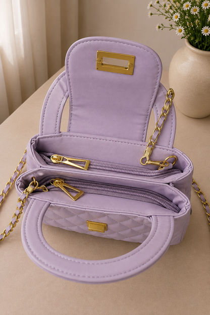 Mira Quilted Crossbody Bag - Lilac