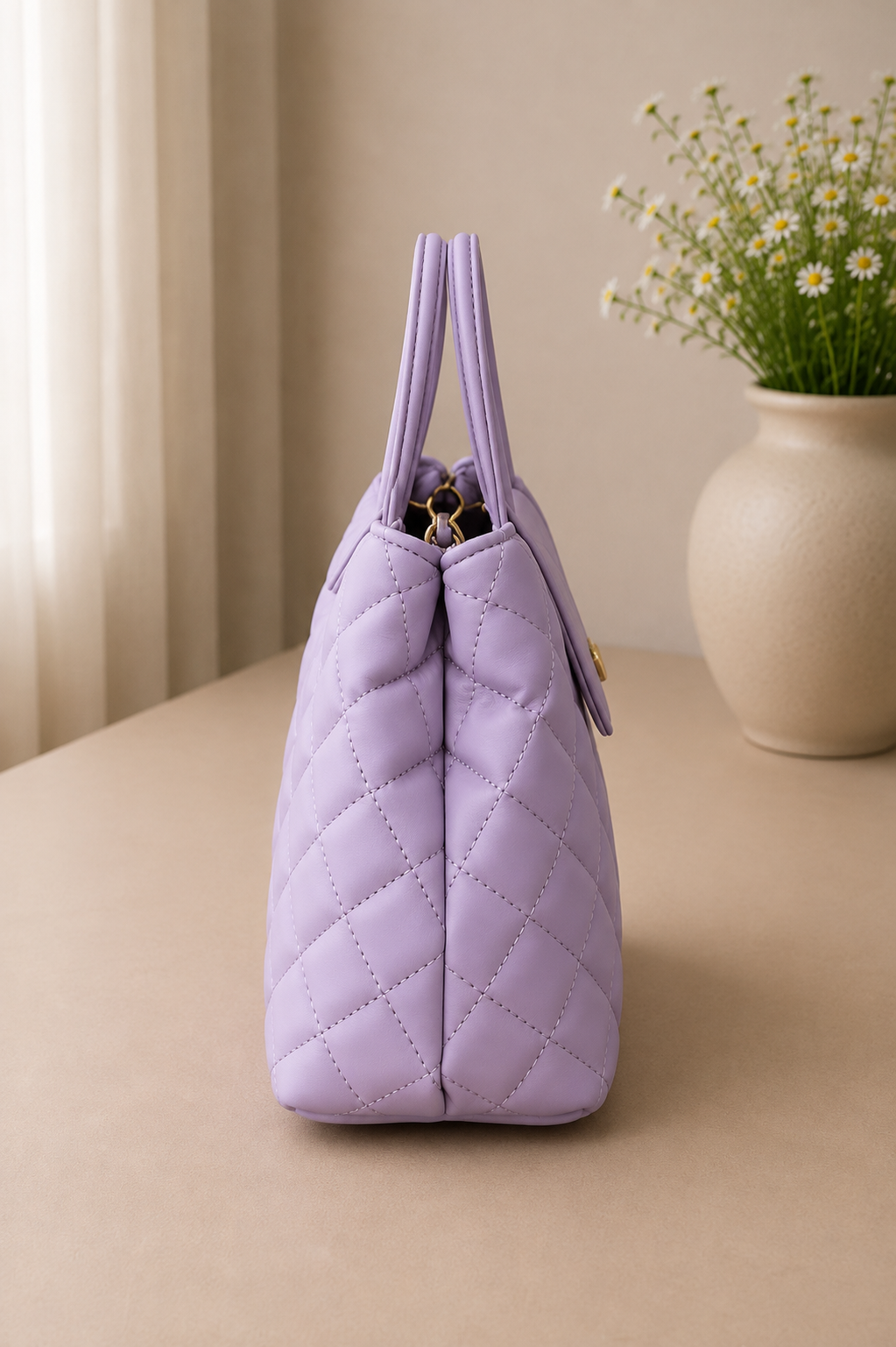 Mira Quilted Crossbody Bag - Lilac