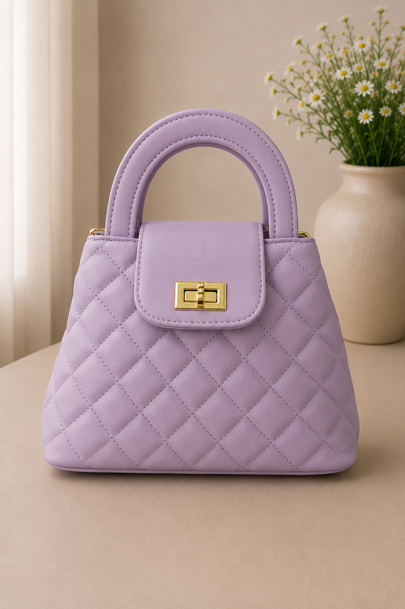 Mira Quilted Crossbody Bag - Lilac
