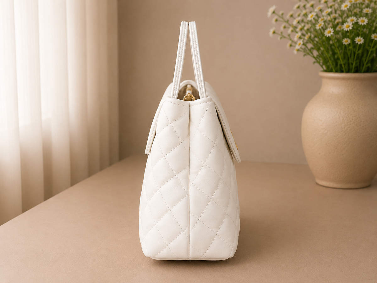 Mira Quilted Crossbody Bag - White