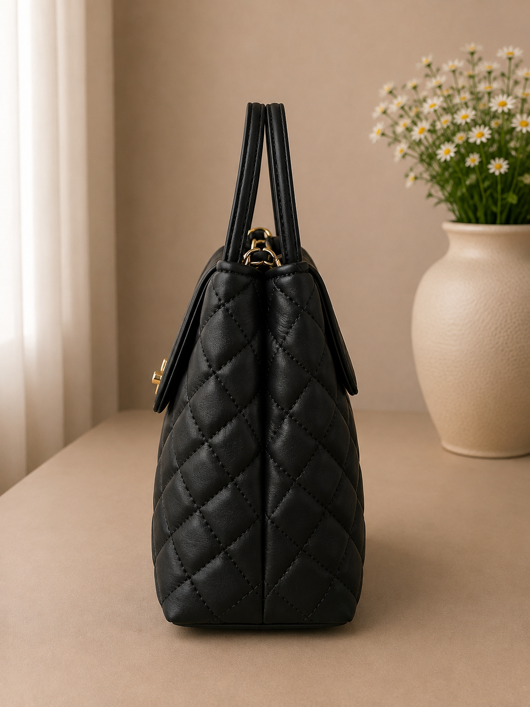 Mira Quilted Crossbody Bag - Black
