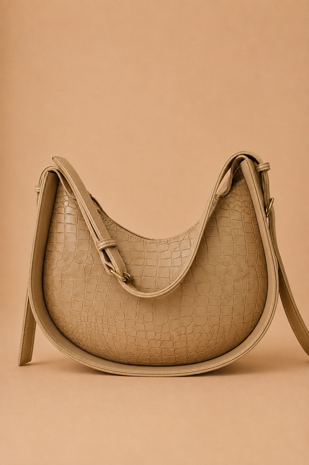 Crescent Shoulder Bag - Beige