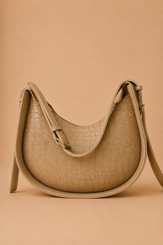 Crescent Shoulder Bag - Beige