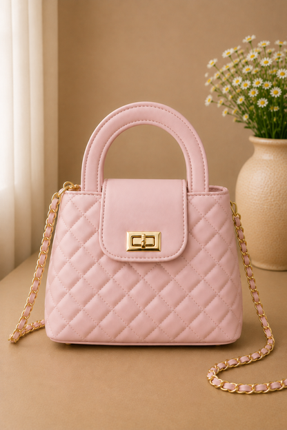 Mira Quilted Crossbody Bag - Pink