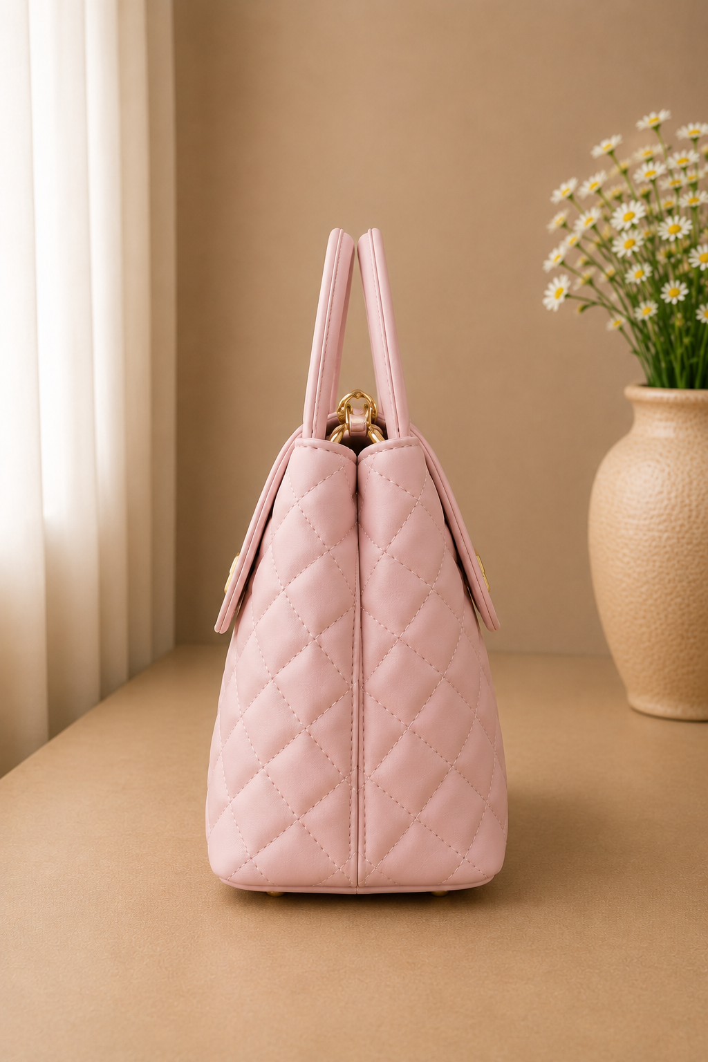 Mira Quilted Crossbody Bag - Pink