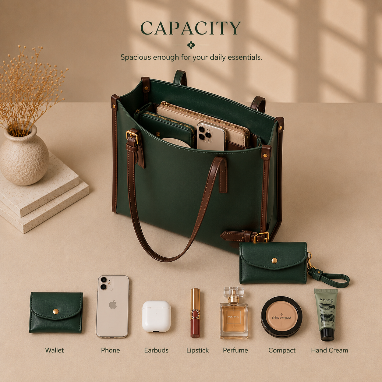 Selene Tote Bag - Green