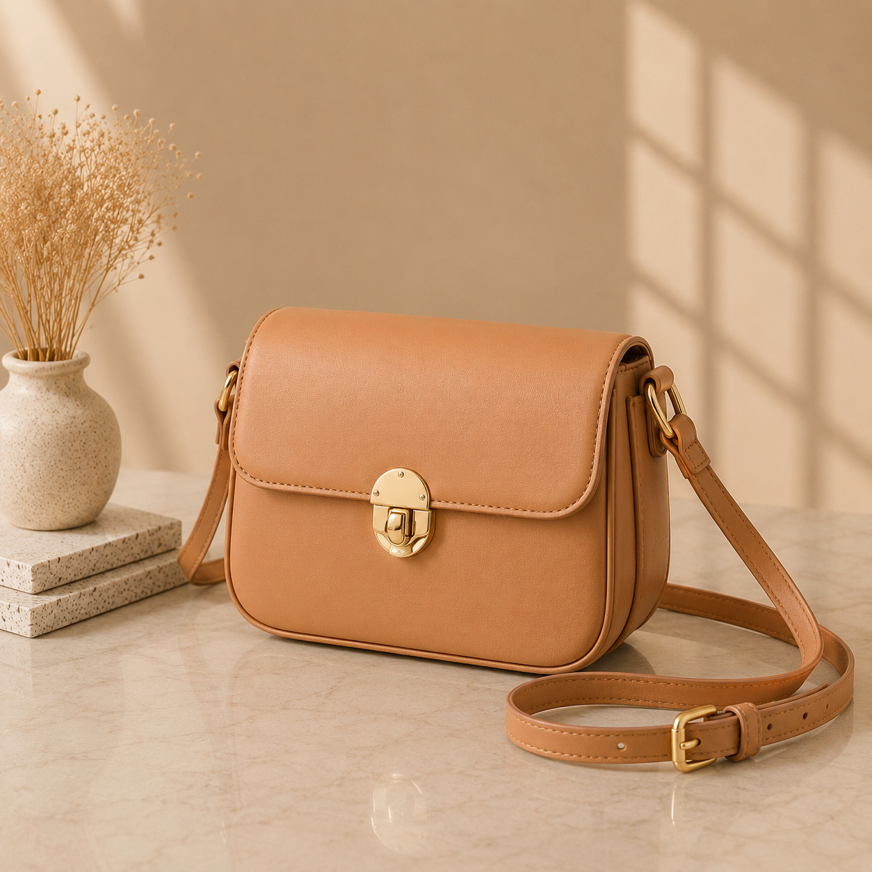 Luna Lock Shoulder Bag - Black